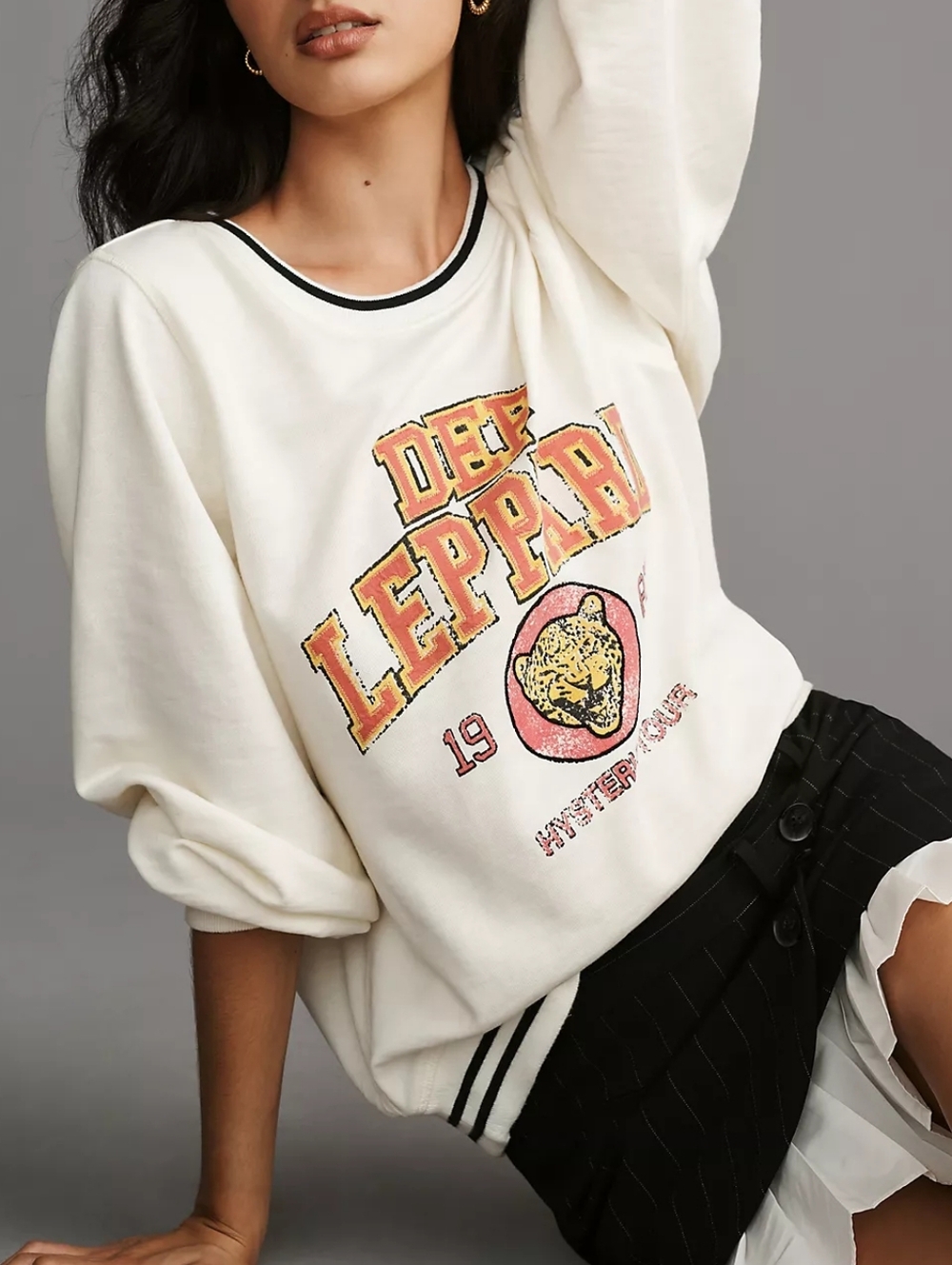 Anthropologie Pilcro Def Leppard Varsity Sweatshirt Size XS